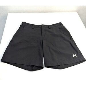 Under‎ Armour Women's Mid-Rise Loose Fit Shorts Size 6 Black Golf Flat Front